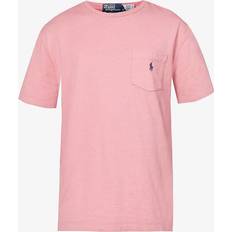 Klær Polo Ralph Lauren Mens Pink Logo-embroidered Classic-fit Cotton and Linen-blend T-shirt