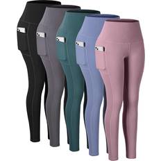 Tights Chrleisure High Waisted Tummy Control Workout Yoga Pants 5-pack - Black/Grey/Navy/Burgundy/Army Green