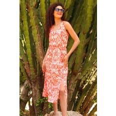 Long Dresses - Orange Roman Aztec Print Tie Back Maxi Dress