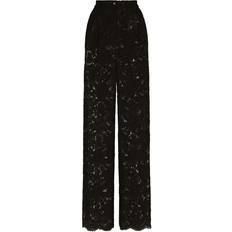 Dolce & Gabbana Broeken Dolce & Gabbana Flared Branded Stretch Lace Pants Black