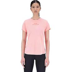 Beige - Laufen Shorts New Balance Damen T-Shirt Printed Impact Run Short Sleeve