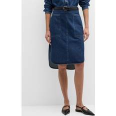 Toteme Kjolar Toteme Blue Curved Hem Denim Midi Skirt 404 DARK BLUE DK