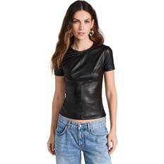 Leather T-shirts Helmut Lang Black Slim Faux-Leather T-shirt Black 001