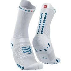 Compressport Pro Racing V4.0 Run High Socks Unisex - White/Fjord Blue