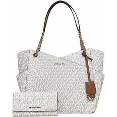 Totes & Shopping Bags Michael Kors Jet Set Travel Large Chain Shoulder Tote & Trifold Wallet Set - Vanilla