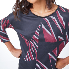 Roman Star Print Stretch Jersey Top - Wine