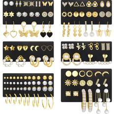 17KM Stud Earrings Set (68 pairs) - Gold