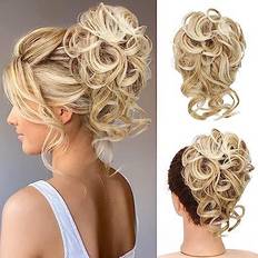 Hair Buns Tousled Updo Messy Bun #613 Strawberry Blonde & Bleach Blond Mixed