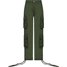 Viatabuna High Waist Baggy Cargo Jeans Women - Green