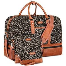 Leopard Weekend Bags IBFUN Large Overnight Weekender Bag 3-pack - Brown