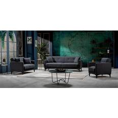 Grau - Schwarz Sofas Poco San Marino anthrazit Sofa 212cm 3-Sitzer