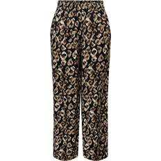 Dame - Multifargete Bukser Only Ankle Length Linen Blend Trousers - Sort/Phantom