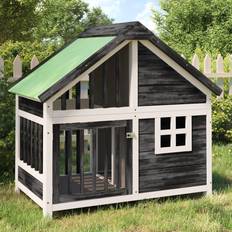 vidaXL hundehus 96x60,5x87 massivt fyrretræ grå