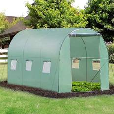 Freestanding Greenhouses OutSunny Polytunnel Walk-in Garden Greenhouse with Zip