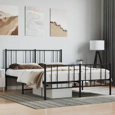 vidaXL Sengeramme I Metall Uten Madrass Med Fotgavl 160x200 cm Svart Sängram