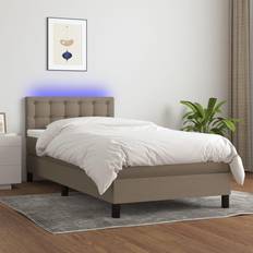 Senge & Madrasser vidaXL LED-lys stof gråbrun Kontinentalseng