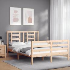 Bianco Strutture letto vidaXL Giroletto Con Testiera 120x200 cm In Legno Massello