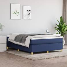 140cm Letti vidaXL Giroletto Grigio Blu 140x200 cm in Tessuto Letto Continentale