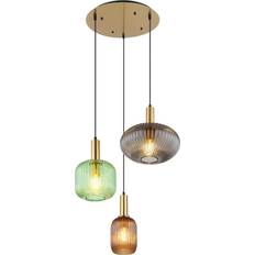 Illuminazione Interna - Vetro Lampade da soffitto Globo Lampadario Moderno Normy 3x E27 Ø 55 cm - Ottone Multicolore Lampada a Sospensione