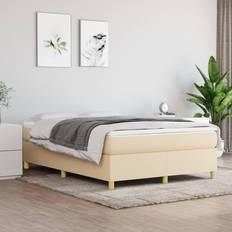 Wit Continentaal Bedden vidaXL Bedframe Stof Crèmekleurig 140x190 cm