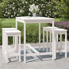 Blanc Ensembles de Bar d'Extérieur vidaXL De Jardin 5 pcs Blanc Bois Massif De Pin Ensemble de Bar d'Extérieur