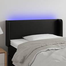 vidaXL med LED-lys 83 x 16 x 78/88 cm Kunstlæder Sort Sengegavl