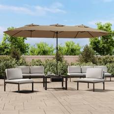vidaXL parasol med parasoldug LED-lys gråbrun