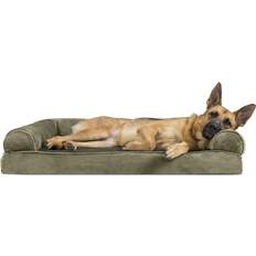 Dog memory foam bed FurHaven Faux & Velvet Sofa-Style Memory Foam Dog Bed Dark Sage, Jumbo X-Large