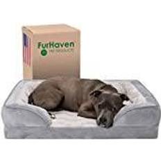 FurHaven Large Orthopedic Dog Bed Perfect Comfort Plush Waves Sofa-Style