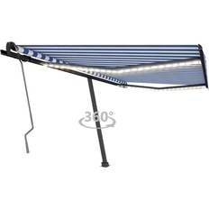 Giardino e Ambiente Esterno vidaXL Tenda Da Sole Retrattile Manuale con LED 450x350 cm Blu Biancocod Mxl 72685