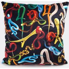 Seletti Toiletpaper Pillow Snakes Komplettes Dekokissen Mehrfarbig, Schwarz, Violett (50x50cm)