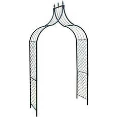 Black Trellises Selections Tuscan Metal Decorative Garden Arch with Ground Spikes