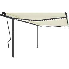 Polyester Patio Awnings vidaXL Manual Retractable Awning with 4.5x3.5 Cream