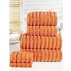 Red Bath Towels Rapport Set Spice 6 Cloth Ribbed Bath Towel Grey, Red, Orange, Multicolour