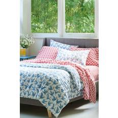 Novogratz Utica Family of Cranes/Long Stem Lotus Bedspread Blue, Red