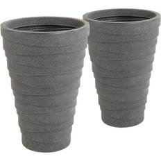 Charles Bentley Pair of Tall Trojan Round Plant Pot Set of 2