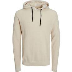 Jack & Jones Classic Waffle Knit Hooded Sweater - Beige/Moonbeam