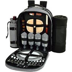 Picnic at Ascot Backpack w/ Blanket for 4, Houndstooth