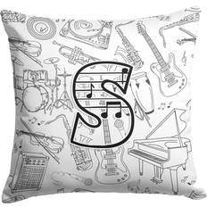 Caroline's Treasures Letter S Musical Note Complete Decoration Pillows White, Black (35.6x35.6cm)