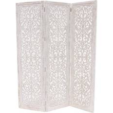 Litton Lane Washed Distressed Ornate Farmhouse Screen Room Divider