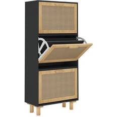 Rattan Hallway Furniture & Accessories vidaXL Cabinet Black 52 x 25 x 115 cm Shoe Rack