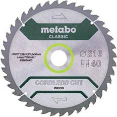 Metabo 628654000 Cordless Cut Wood Classic 216mm x 30mm Circular Saw Blade 40T