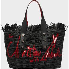Christian Louboutin Frangibus Medium Raffia Tote Bag - Black