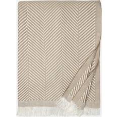 SFERRA Costa Herringbone-Weave Throw FOG Blankets White, Natural