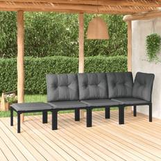 Rattan Sintetico Set da Lounge da Esterno vidaXL Salotto Giardino 4 pz Nero e Grigio in Polyrattan Set da Lounge da Esterno