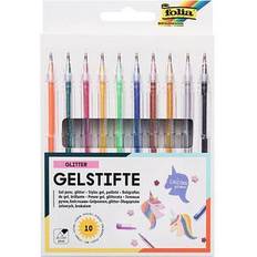 Stylos gel 10 folia Glitter Gelschreiber-Set transparent 1,0 mm, Schreibfarbe: farbsortiert