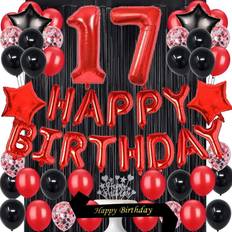 Foil Balloons Fancypartyshop 17th birthday party decorations supplies red black later ballo