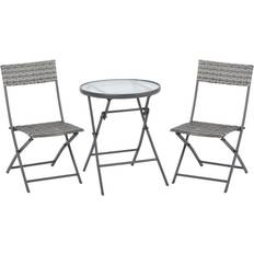 Grey Bistro Sets Garden & Outdoor Furniture OutSunny 3 PCs Bistro Set