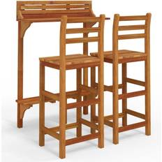 Conjuntos de Bar Exterior vidaXL Juego Muebles De Balcón 3 Piezas Madera Maciza De Acacia Conjunto de Bar Exterior