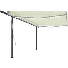 Beige Patio Awnings vidaXL Manual Retractable Awning with 5x3 Cream